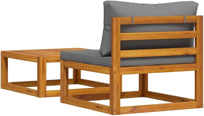 vidaXL 2 Piece Patio Sofa Set with Cushion - Outdoor Lounge Set - Solid Acacia Wood - Dark Gray Polyester Cushions - Photo 9