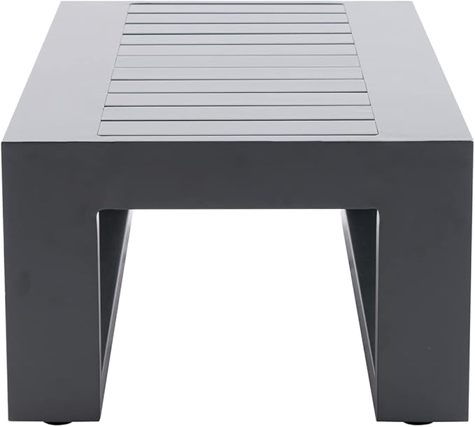 Patio Side Table Aluminum Outdoor End Tables for Outside Small Rectangle Coffee Table Patio Furniture for Garden Backyard, Grey Frame