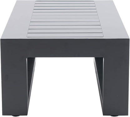 Patio Side Table Aluminum Outdoor End Tables for Outside Small Rectangle Coffee Table Patio Furniture for Garden Backyard, Grey Frame