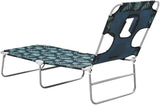 Folding Sun Lounger Green Steel Frame Polyester 74 x 23 x 11 in Adjustable Reclining Backrest Leaf Print Lightweight - Photo 6