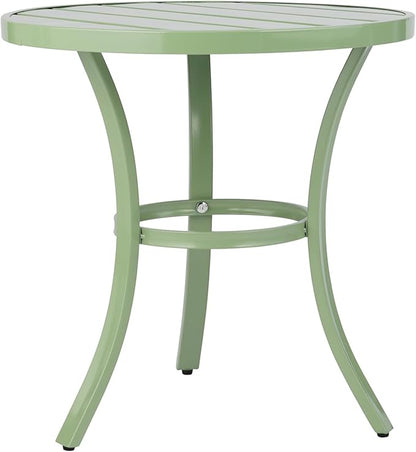Outdoor Side Tables, Weather Resistant Iron Patio End Table, Portable Small Round Outdoor Metal Accent Bistro Coffee Plant Tables for Patio Yard Balcony Garden Bedside (Light Green)