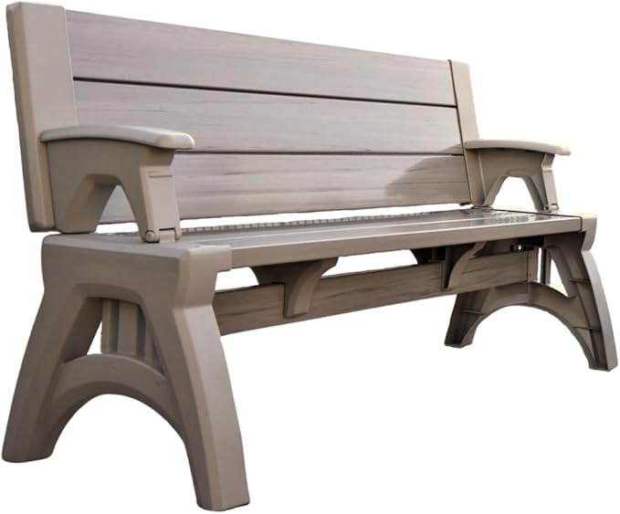 Convert-a-Bench 2-in-1 Outdoor Bench & Picnic Table - Foldable, Weather-Resistant Seating - Perfect for Patio, Lawn - Photo 1