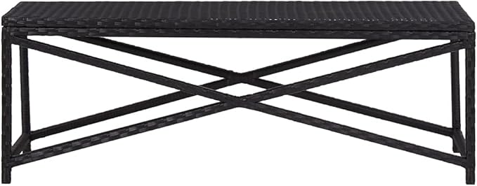 Industrial Style ,Patio Bench,Outdoor Bench,Garden Bench,Park Bench,Front Porch Chair, suitable for parks,Patio,Garden,Front Porch ,Lawn,Balcony,Backyard,Poolside,Terrace,47.2" Poly Rattan Black