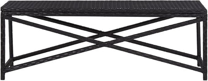 Industrial Style ,Patio Bench,Outdoor Bench,Garden Bench,Park Bench,Front Porch Chair, suitable for parks,Patio,Garden,Front Porch ,Lawn,Balcony,Backyard,Poolside,Terrace,47.2" Poly Rattan Black