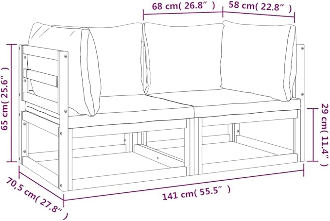 Corner Sofa Light Grey Solid Acacia Wood Outdoor Sectional Sofa Units for Patio, Garden, Balcony, Seating up to 4 People