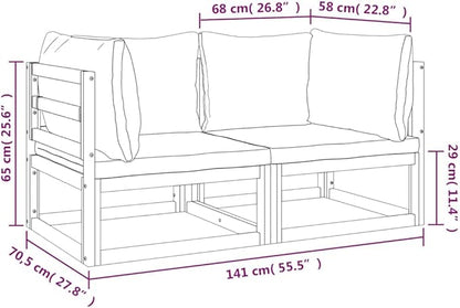 Corner Sofa Light Grey Solid Acacia Wood Outdoor Sectional Sofa Units for Patio, Garden, Balcony, Seating up to 4 People