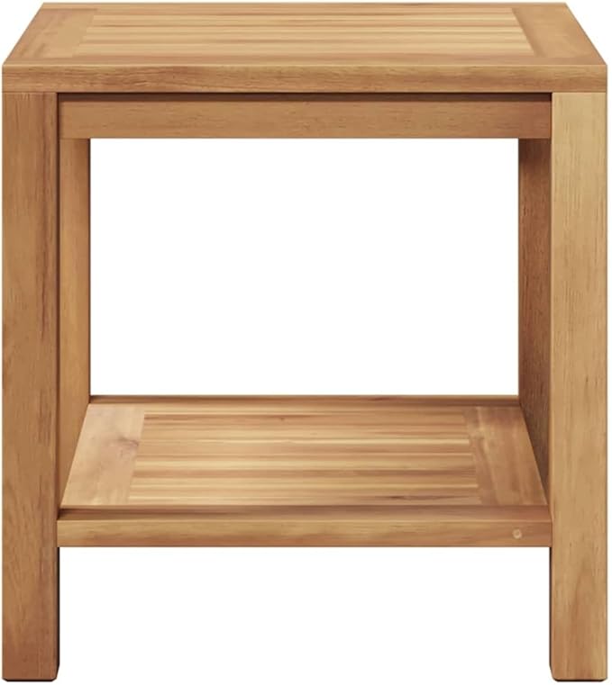 Brown Teak Wood Outdoor Coffee Table 17.7 x 17.7 in Modern Small Patio Table with Hidden Storage for Garden Balcony - Photo 5