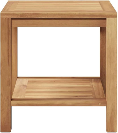 Brown Teak Wood Outdoor Coffee Table 17.7 x 17.7 in Modern Small Patio Table with Hidden Storage for Garden Balcony Deck Backyard Living Room
