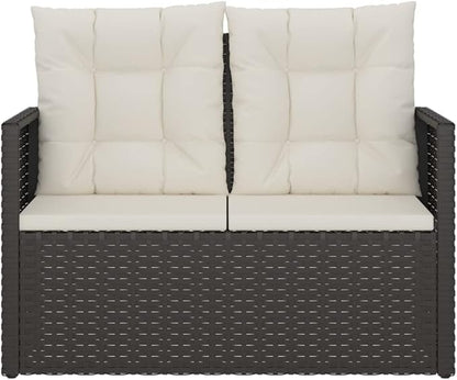 Patio Bench with Cushions Black 41.3" Poly Rattan Outdoor Bench Deck Bench Porch Bench Garden Bench for patios, Gardens, Decks