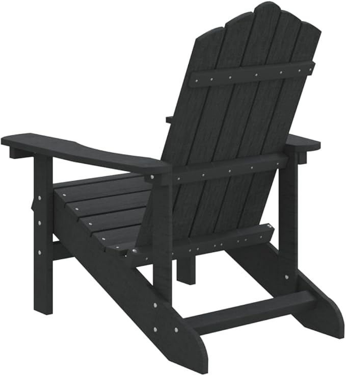 Durable HDPE Adirondack Chair in Anthracite Color with Slanted Backrest and Wide Armrests for Outdoor Patio Garden - Photo 6