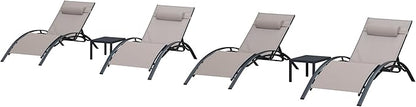 PURPLE LEAF Patio Oversized Chaise Lounge Chair Set with 2 Side Table Pool Adjustable Recliner Chairs for Outside Beach Outdoor Sunbathing Tanning Poolside Lounges