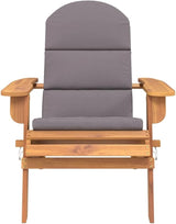 Adirondack Patio Chair with Cushions Solid Acacia Wood Outdoor Lounge Chair Foldable Design Dark Gray Cushions for - Photo 4