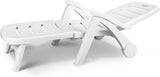 Giantex Folding Lounger Chaise Chair on Wheels Outdoor Patio Deck Chair Adjustable Rolling Lounger 5 Position Recliner - Photo 8