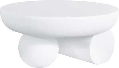 Christopher Knight Home Rico 27.5" Outdoor Coffee Table with Spherical and Cylinder Leg, MGO Round End Table with Ball Legs, No Assembly Patio Table for Poolside/Balcony/Backyard, White