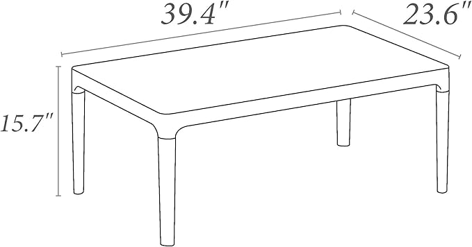CC Home Furnishings 39.5" Dark Gray Patio Solid Rectangular Lounge Coffee Table