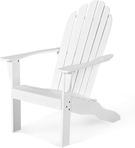 RELAX4LIFE Adirondack Chair, Acacia Wood Adirondack Lounge Chair, Weather Resistant Outdoor Chair for Patio Garden Yard Porch Deck, 350 LBS Weight Capacity, Wooden Fire Pit Chairs (1, White)