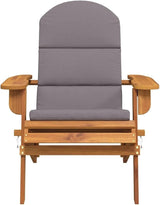 Dark Grey Solid Acacia Wood Garden Chair with Natural Wood Design and Polyester Cushion - Photo 4