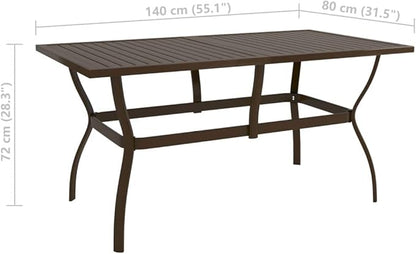 Outdoor Small Table Patio Furniture Outside Table Patio Side Tables Patio Table Brown 55.1"x31.5"x28.3" Steel