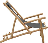 Deck Chair Bamboo and Canvas, Outdoor Patio Furniture, Balcony Chairs, Lounge Chairs, Beach Lounge Chair Outdoor - Photo 4