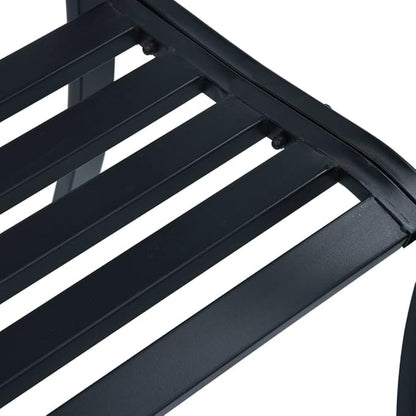 Garden Bench Black Powder-Coated Steel 47.2 in Long, Durable Outdoor Furniture for Patio, Porch, Weatherproof Seating Bench Seating