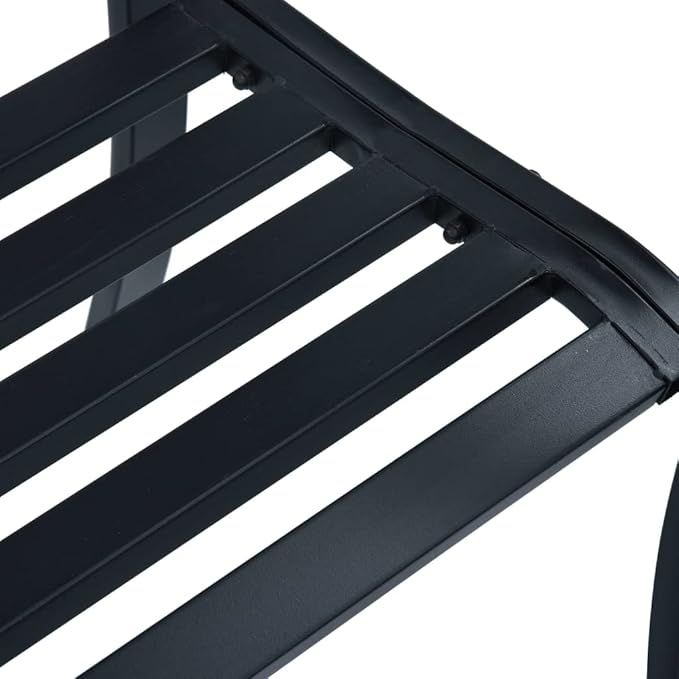 Garden Bench Black Powder-Coated Steel 47.2 in Long Durable Outdoor Seating for Patio Balcony with Spacious Backrest and Industrial Style