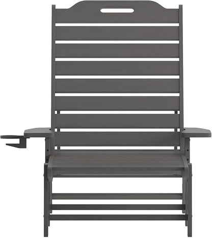 Flash Furniture Monterey Adjustable Adirondack Loungers with Cup Holders- All-Weather Indoor/Outdoor HDPE Lounge Chairs, Set of 2, Gray