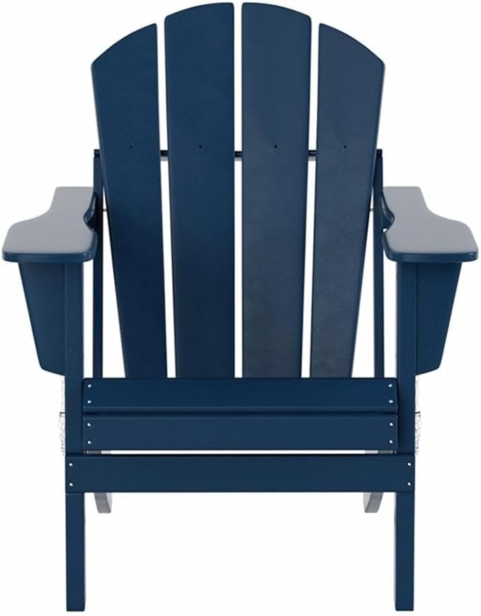 Costaelm Outdoor Folding Chair, Outdoor Seating Folding Firepit Chairs, All Weather Poly Adirondack Chair for Deck Backyard Garden Lawn Pool Patio, Navy Blue