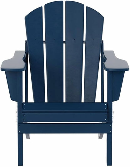 Costaelm Outdoor Folding Chair, Outdoor Seating Folding Firepit Chairs, All Weather Poly Adirondack Chair for Deck Backyard Garden Lawn Pool Patio, Navy Blue