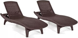 Outdoor Patio Chaise Lounge Chairs, All-Weather Wicker Rattan, Adjustable Backrest, Set of 2 (Brown) - Photo 5