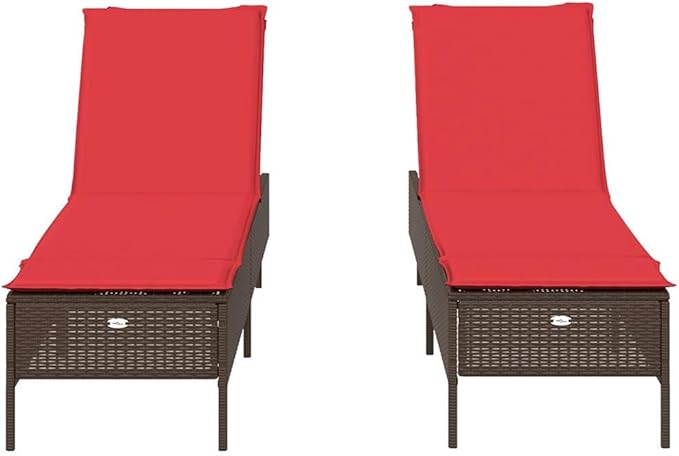 Brown Outdoor Chaise Lounge 5-Pos Recline UV Rattan 21.5"x30.7"x15" Patio Garden - Photo 4