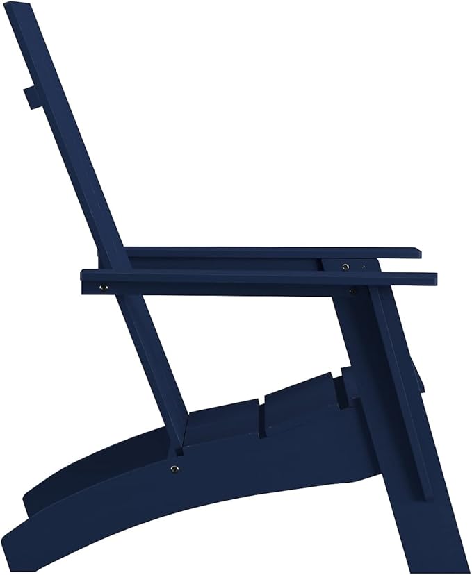 Flash Furniture Set of 2 Sawyer Modern 2-Slat Back Adirondack Chairs - Navy Blue All-Weather Poly Resin Lounge Chairs