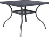 37" x 37" Patio Dining Table, Outdoor Square Bistro Metal Table with Steel Slat Table Top for Porch Deck Garden - Photo 1