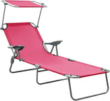 Outdoor Chaise Lounge Chair Pink 74 x 28.1 x 10.6 in Steel Frame Foldable Sunbed for Poolside Patio Backyard Garden and - Photo 1