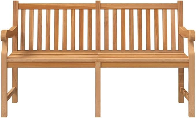 Heavy Duty Solid Teak Wood Garden Bench Light Brown Vintage Style Outdoor Seating for Patio and Garden Weather Resistant Durable Construction