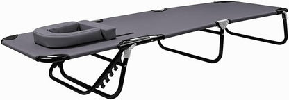 Face Down Chaise Lounge Chair,4-Position Height Adjustable Sunbathing,Adults Outdoor Recliner Chair with Removable Pillow,Foldable Tanning Chair for Pool,Beach,Patio,Quick Fold Design Grey