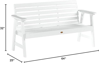 highwood AD-BENW3-WHE Weatherly Garden Bench, 5 Feet, White