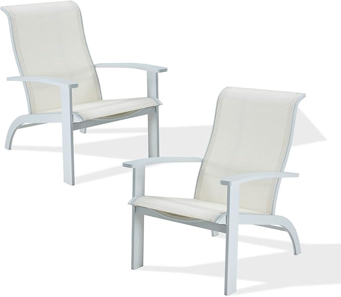 VICLLAX Outdoor Adirondack Chair Set of 2, Patio Chair for Lawn Garden, All Weather Outdoor Lounge Chair, White