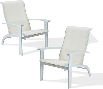 VICLLAX Outdoor Adirondack Chair Set of 2, Patio Chair for Lawn Garden, All Weather Outdoor Lounge Chair, White