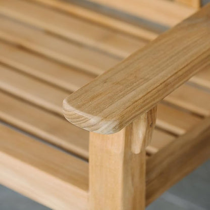 Ash & Ember Hawthorne Grade A Teak 53" Bench, Seats 2 People Comfortably, Weather Resistant Indoor Outdoor Solid Wood Patio Furniture with Tightly Spaced Slats, Bowed Back, Armrests