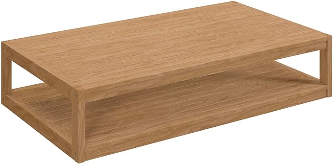 Modway Carlsbad Teak Wood Coffee Table, Natural - Photo 1