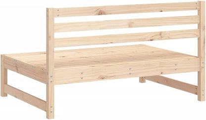 Garden Middle Sofa Natural Solid Pine Wood 48.0 x 33.1 x 27.6 in Outdoor Modular Patio Furniture for Two Adults Durable Rustic Finish