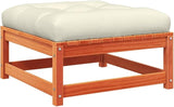 Outdoor Patio Garden Footstool Set 2-Pack, 27.6"x27.6" Solid Pine Wood Stools with Removable Cream Cushion - Photo 5