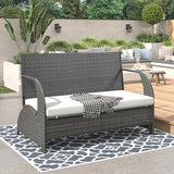 2 in 1 Convertible Picnic Upholstered Bench Table,57.1" Outdoor Loveseat,Portable Picnic Table Couch,Convertible to 4 Seats1 Table,for Garden,Lawn,Backyard,Porch,Patio