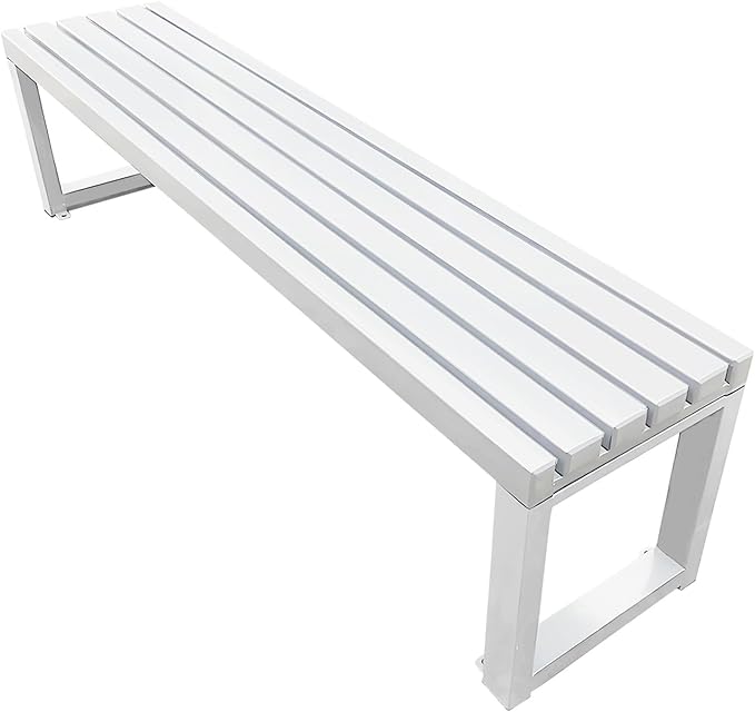 Garden Benches for Outdoors 2-Person Patio Bench Park Seat Metal Bench Backless Seat Weatherproof Chair for Backyard Front Porch Entryway, 3.3ft 3.9ft 4.9ft 5.9ft(White,3.3ft)