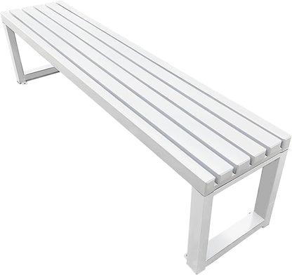 Garden Benches for Outdoors 2-Person Patio Bench Park Seat Metal Bench Backless Seat Weatherproof Chair for Backyard Front Porch Entryway, 3.3ft 3.9ft 4.9ft 5.9ft(White,4.9ft)