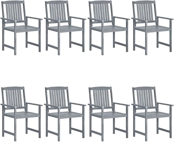 Outdoor Rocking Chairs,Camping Chairs Rocking,Outside Furniture,Balcony Furniture Set,Patio Chairs 8 pcs Solid Acacia Wood Gray