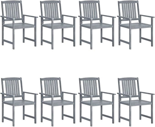 Outdoor Rocking Chairs,Camping Chairs Rocking,Outside Furniture,Balcony Furniture Set,Patio Chairs 8 pcs Solid Acacia Wood Gray