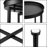 HollyHOME Small Round Metal Waterproof End Table, Accent Indoor&Outdoor Coffee Side Table - Photo 4