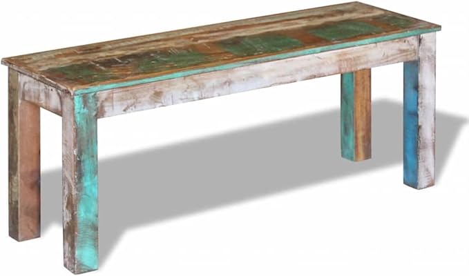 Vintage Reclaimed Wood Garden Bench for Outdoor and Indoor Use, Rustic Patio Seating with Spacious Design, Durable Solid Wood Construction
