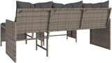 vidaXL Patio Garden Sofa Set L-Shaped Gray Poly Rattan with Table - Outdoor Seating with Washable Cushions for Deck - Photo 9